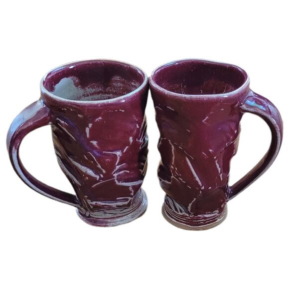 Handmade Ceramic Maroon Coffee Tea Cup Pottery Drinkin Mugs Henry Flanagan - Picture 1 of 10